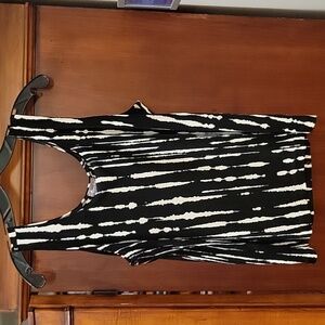 Chico's Black & White Vertical Stripe Tank Top